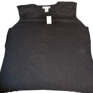 Dark Grey Ladies Sweater Knit Vest Size XXL Sleevless 100% Cotton